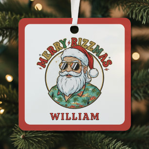 Prettig Rizzmas Kerstman met Zonnebril Grappige Ke Metalen Ornament