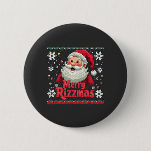 Prettig Rizzmas Kerstman Rizz Grappig Kerst Rizzle Ronde Button 5,7 Cm