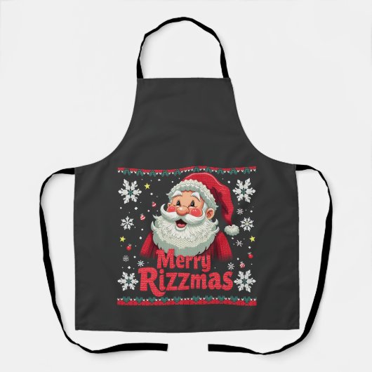 Prettig Rizzmas Kerstman Rizz Grappig Kerst Rizzle Schort (Voorkant)