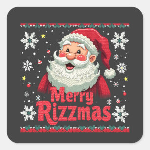 Prettig Rizzmas Kerstman Rizz Grappig Kerst Rizzle Vierkante Sticker