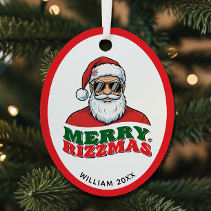 Prettig Rizzmas Retro Kerstman Grappige Kerst Metalen Ornament