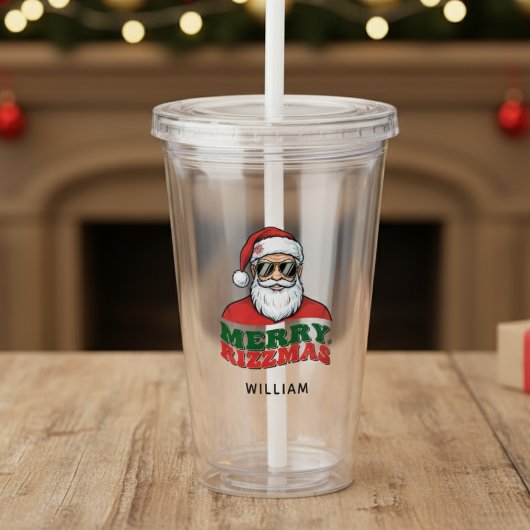 Prettig Rizzmas Retro Kerstman Grappige Kerstmis Acryl Drinkbeker
