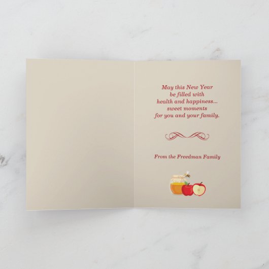 Prettig Rosj Hasjana Appels en Honing op Brokaat Feestdagen Kaart (Binnen)