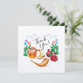 Prettig Rosj Hasjana Joods Nieuwjaar Honing & Appe Bedankkaart (Staand voorkant)