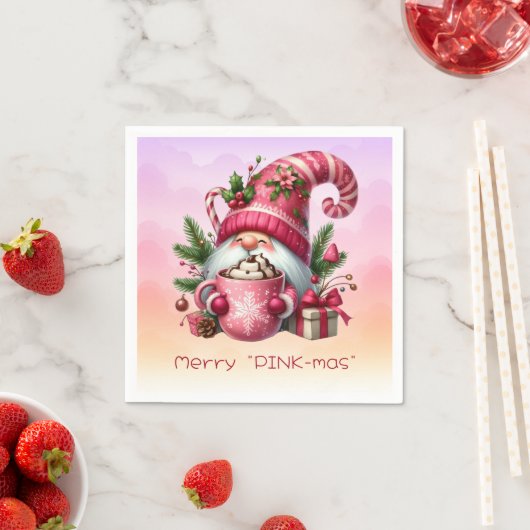 Prettig "ROZE Kerstmis" Kerstman Heet Chocolade Servet (Insitu)