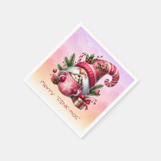 Prettig "ROZE Kerstmis" Kerstman Heet Chocolade Servet (Hoek)