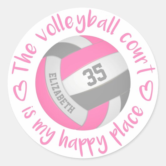 prettig roze volleybalhof ronde sticker (Voorkant)
