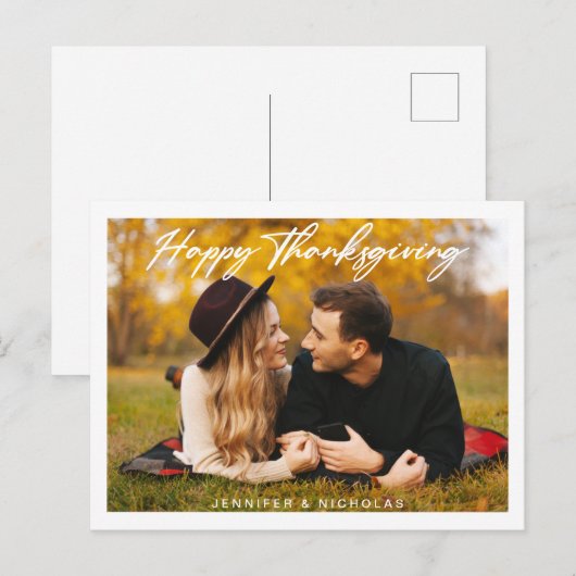 Prettig script foto kerstkaart briefkaart (Voorkant / Achterkant)