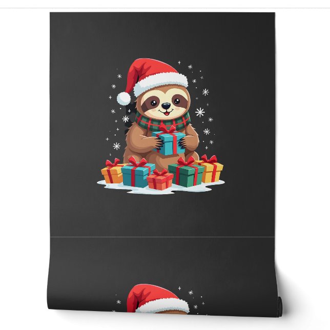 Prettig SloomKerstmis schattige Kerstmis luiaard K Behang (Afrollen)