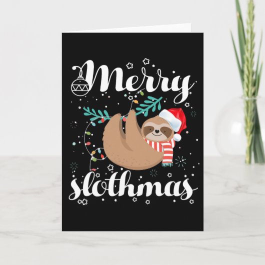 Prettig Slothkerstfeest Kerstmis Pyjama Voor Sloth Kaart (Voorkant)