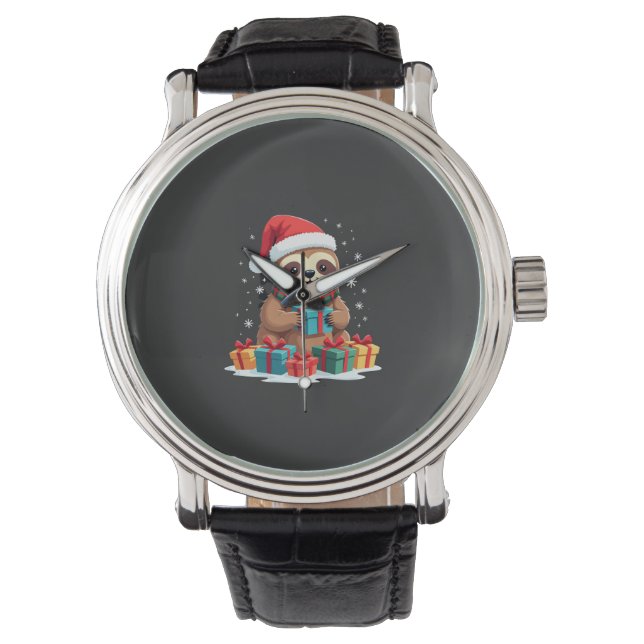 Prettig Slothkerstfeest leuke Kerstsloth Kerstman  Horloge (Voorkant)