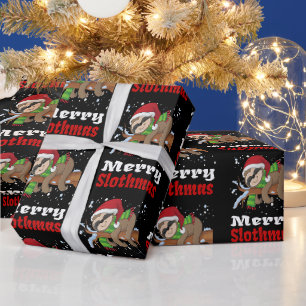 Prettig Slothkerstmis Patroon Grappig Kerst Inpakp Cadeaupapier