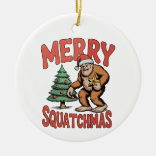 Prettig Squatchmas Bigfoot Sasquatch Kerstboom Keramisch Ornament