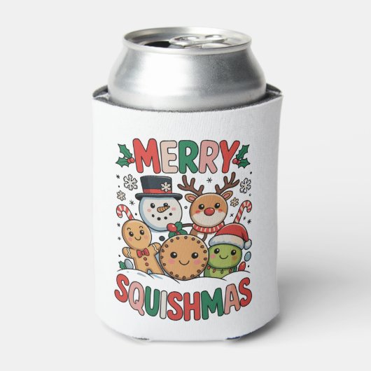 Prettig Squishmas Squish Squad Kerstmis Blikjeskoeler (Blikje Voorkant)