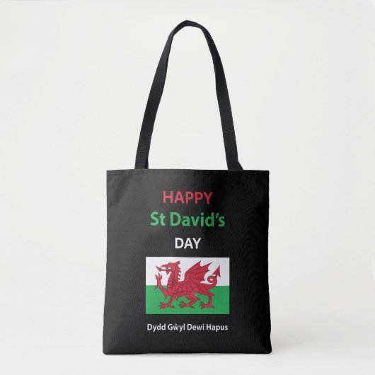 Prettig St David's Dag Dydd Gŵyl Dewi Hapus Tote Bag (Voorkant)