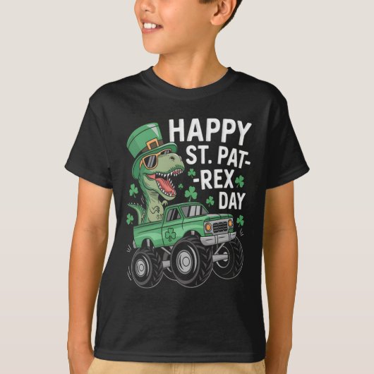 Prettig St Pat-rex Patricks Dag Dinosaur Monster V T-shirt (Voorkant)