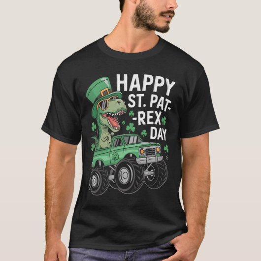 Prettig St Pat-rex Patricks-dag Dinosaur Monster V T-shirt (Voorkant)