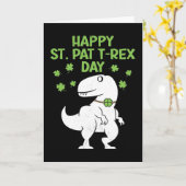 Prettig St. Pat T-Rex Patrick's Day Grappige Dinos Kaart (Gele Bloem)