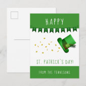 Prettig St. Patrick`s dag Goud en Hoed Briefkaart (Voorkant / Achterkant)