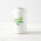 Prettig St Patrick`s dag Shamrock Groen Bierpul (Voorkant links)