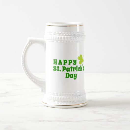 Prettig St Patrick`s dag Shamrock Groen Bierpul (Links)