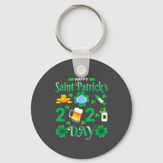 Prettig St. Patrick's Dag 2024 Ierse Klavertjevier Sleutelhanger (Voorkant)