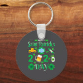 Prettig St. Patrick's Dag 2024 Ierse Klavertjevier Sleutelhanger (Voorkant)