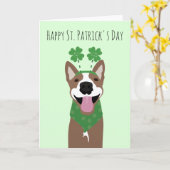 Prettig St. Patricks Dag Bruine Hond Groen Kaart (Gele Bloem)