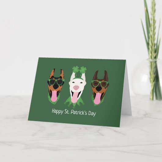 Prettig St. Patrick's Dag Dobermann Honden Feestdagen Kaart (Voorkant)