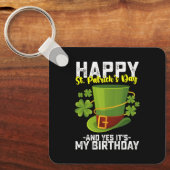 Prettig St. Patrick's Dag En Ja Het Is Mijn Verjaa Sleutelhanger (Voorkant)