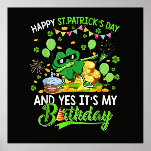 Prettig St. Patricks Dag en Mijn Verjaardag Shamro Poster (Voorkant)