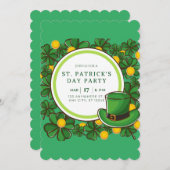 Prettig St. Patrick's Dag Feest Leprechaun & Shamr Feestdagenkaart (Voorkant / Achterkant)