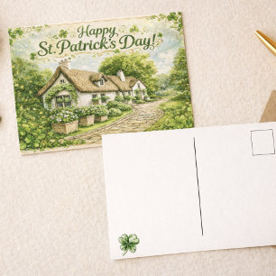Prettig St. Patrick's Dag Iers huisje ansichtkaart Briefkaart