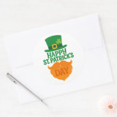 Prettig St. Patrick's Dag Kabouter Baard en Hoed Ronde Sticker (Envelop)