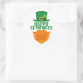 Prettig St. Patrick's Dag Kabouter Baard en Hoed Ronde Sticker (Tas)