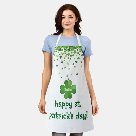 Prettig St. Patrick's Dag – Klassieke Ierse Vierin Schort (Gedragen)