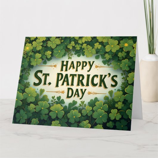 Prettig St. Patrick's Dag Klaver Kunst Bedankkaart (Voorkant)