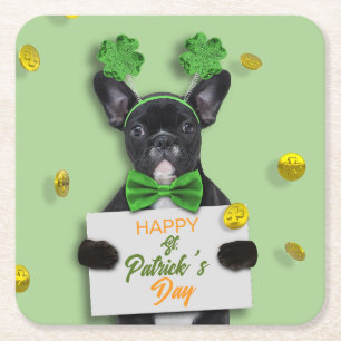 Prettig St. Patrick's Dag Klaver Schattige Franse Kartonnen Onderzetters