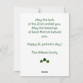 Prettig St. Patrick's dag Klavertje families foto Feestdagenkaart (Achterkant)