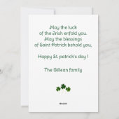 Prettig St. Patrick's dag Klavertjes familie foto Feestdagenkaart (Achterkant)