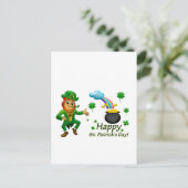 Prettig St. Patrick's Dag Leprechaun Regenboog Briefkaart (Staand voorkant)