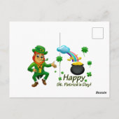 Prettig St. Patrick's Dag Leprechaun Regenboog Briefkaart (Achterkant)