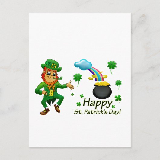Prettig St. Patrick's Dag Leprechaun Regenboog Briefkaart (Voorkant)