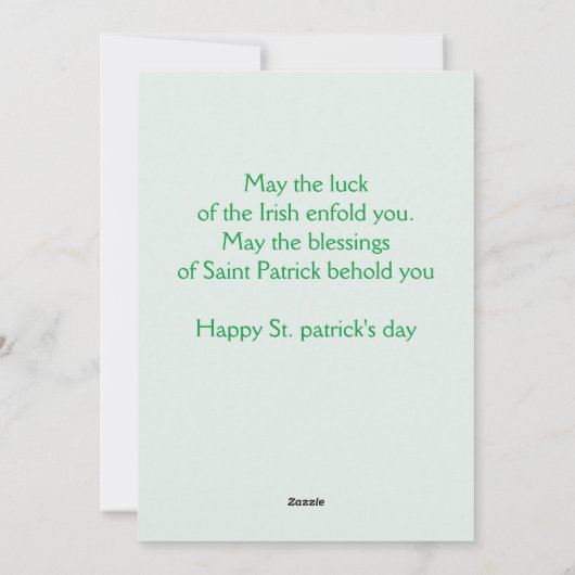 Prettig St. Patrick's dag Lucky Shamrocks Eenvoudi Feestdagenkaart (Achterkant)