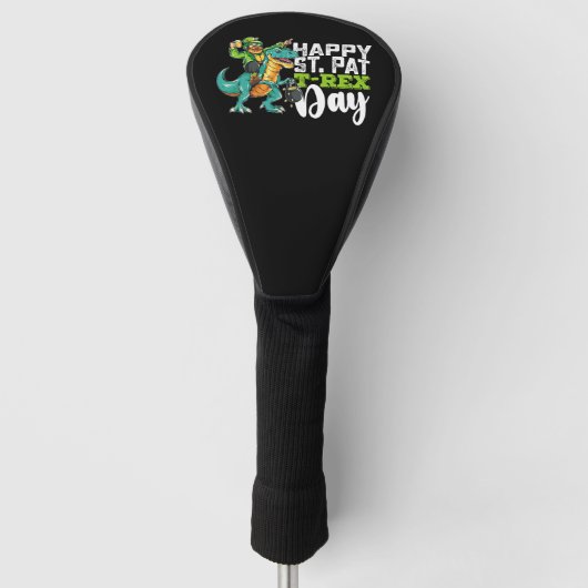Prettig St. Patrick's Dag Pat T Rex Dinosaur Golfheadcover (Voorkant)