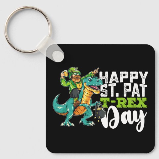 Prettig St. Patrick's Dag Pat T Rex Dinosaur Sleutelhanger (Voorkant)