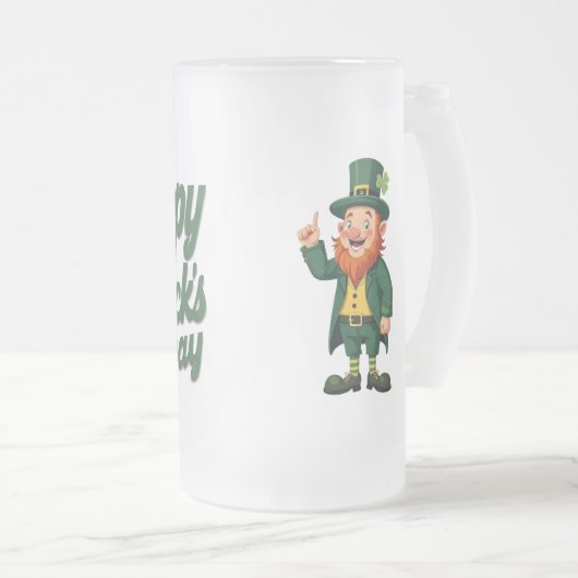Prettig St. Patrick's Dag Schattige Leprechaun Matglas Bierpul (Voorkant rechts)