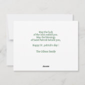 Prettig St. Patrick's dag Schijnheilige familiefot Feestdagenkaart (Achterkant)