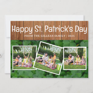 Prettig St. Patrick's dag Shamrocks familie 3 foto Feestdagenkaart