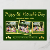 Prettig St. Patrick's dag Shamrocks familie 3 foto Folie Feestdagenkaart (Voorkant)